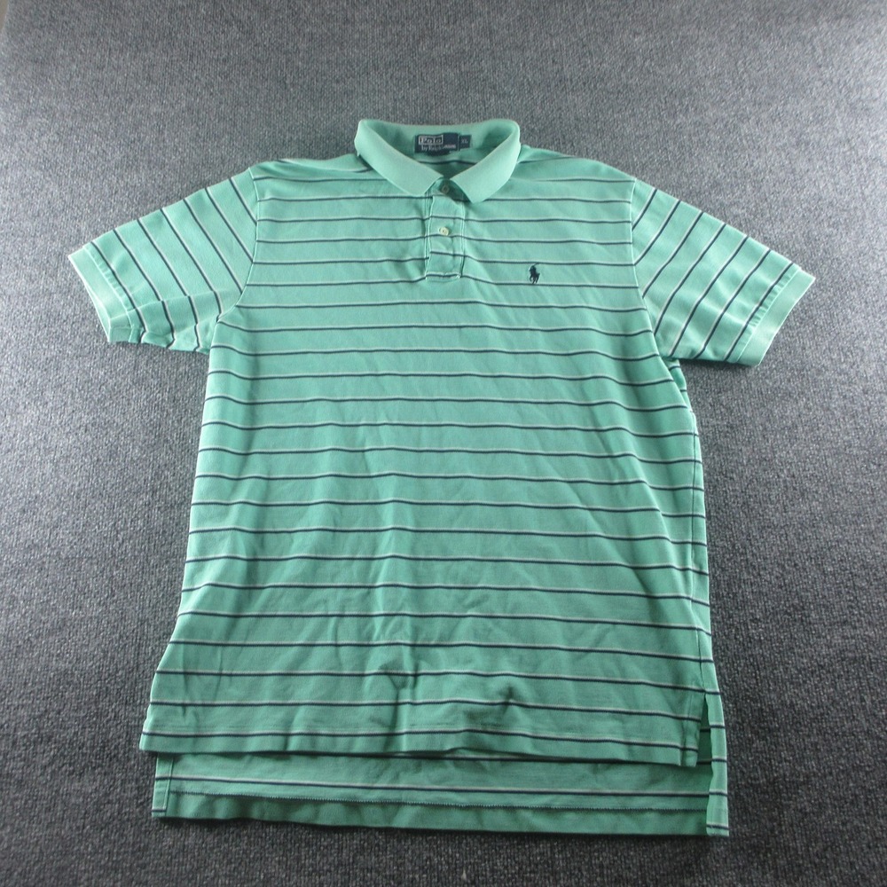 Polo Ralph Lauren Polo Shirt Mens XL Green Striped Short Sleeve Cotton Logo